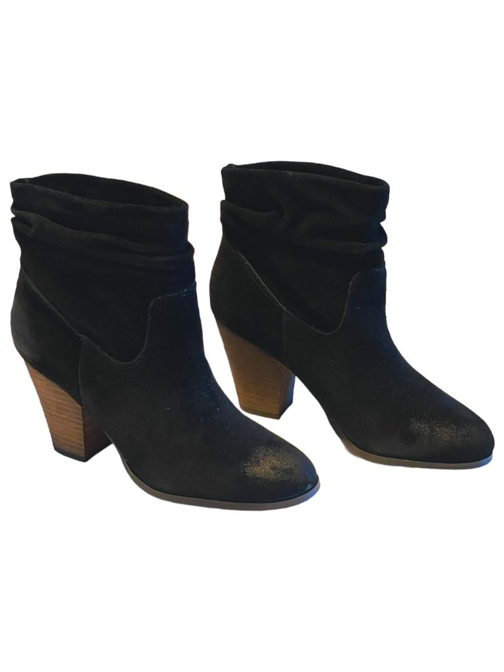 Black Suede Slouch Ankle Booties Block Heel — Chinese Laundry Under Cover 8.5